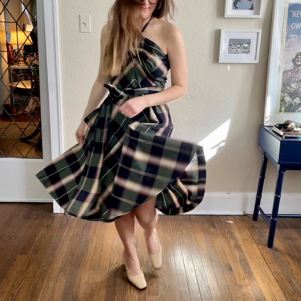 Vintage Plaid Cotton 1950s Wrap Dress